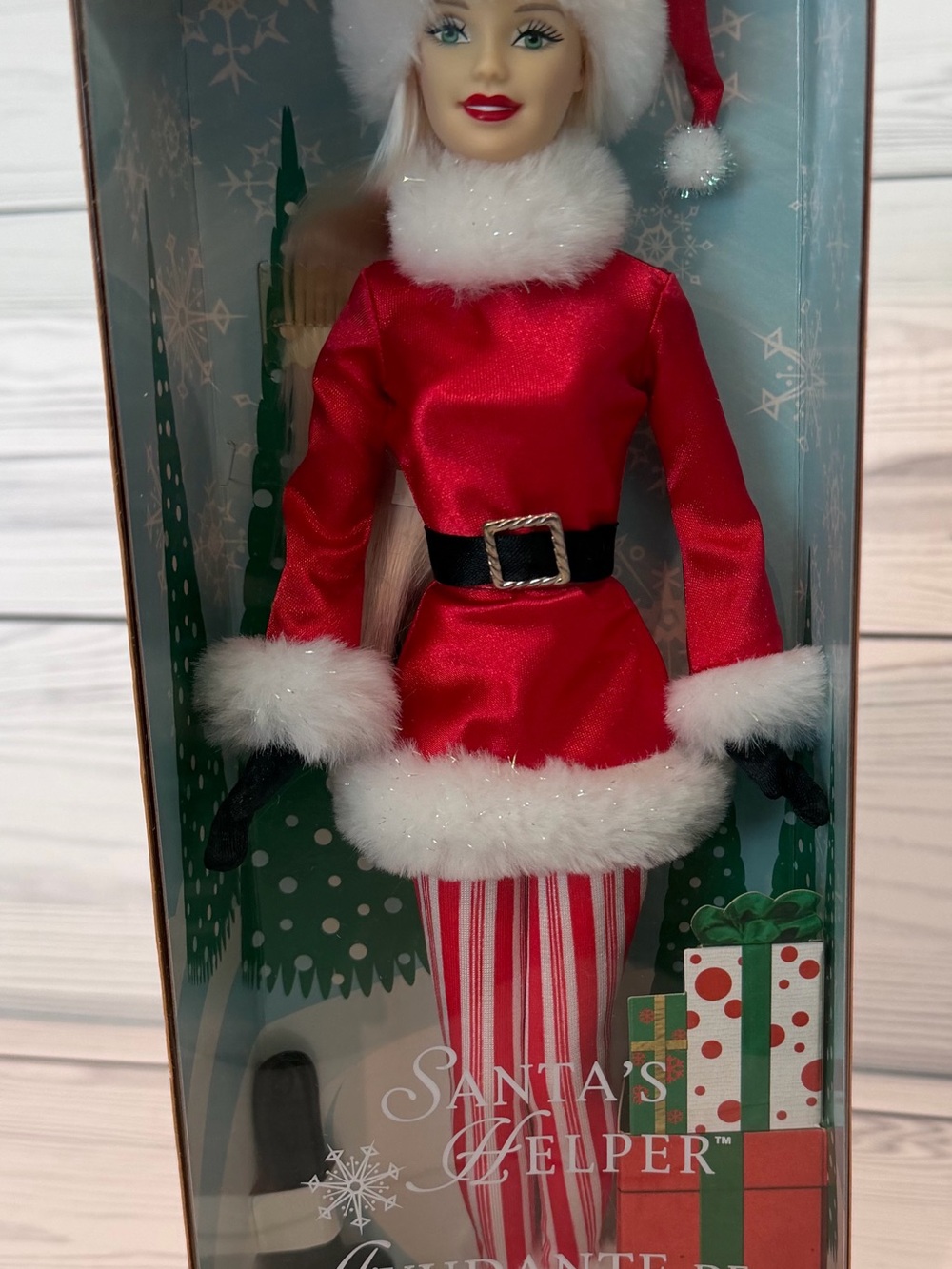 2004 Holiday Santa's Helper Doll in Red and White Outfit, new, unopened